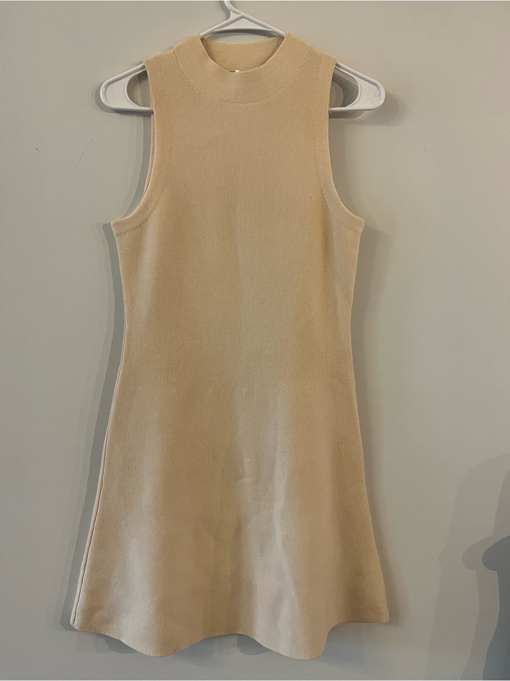 Theory Wool Sleeveless Cream Knit A-Line Dress